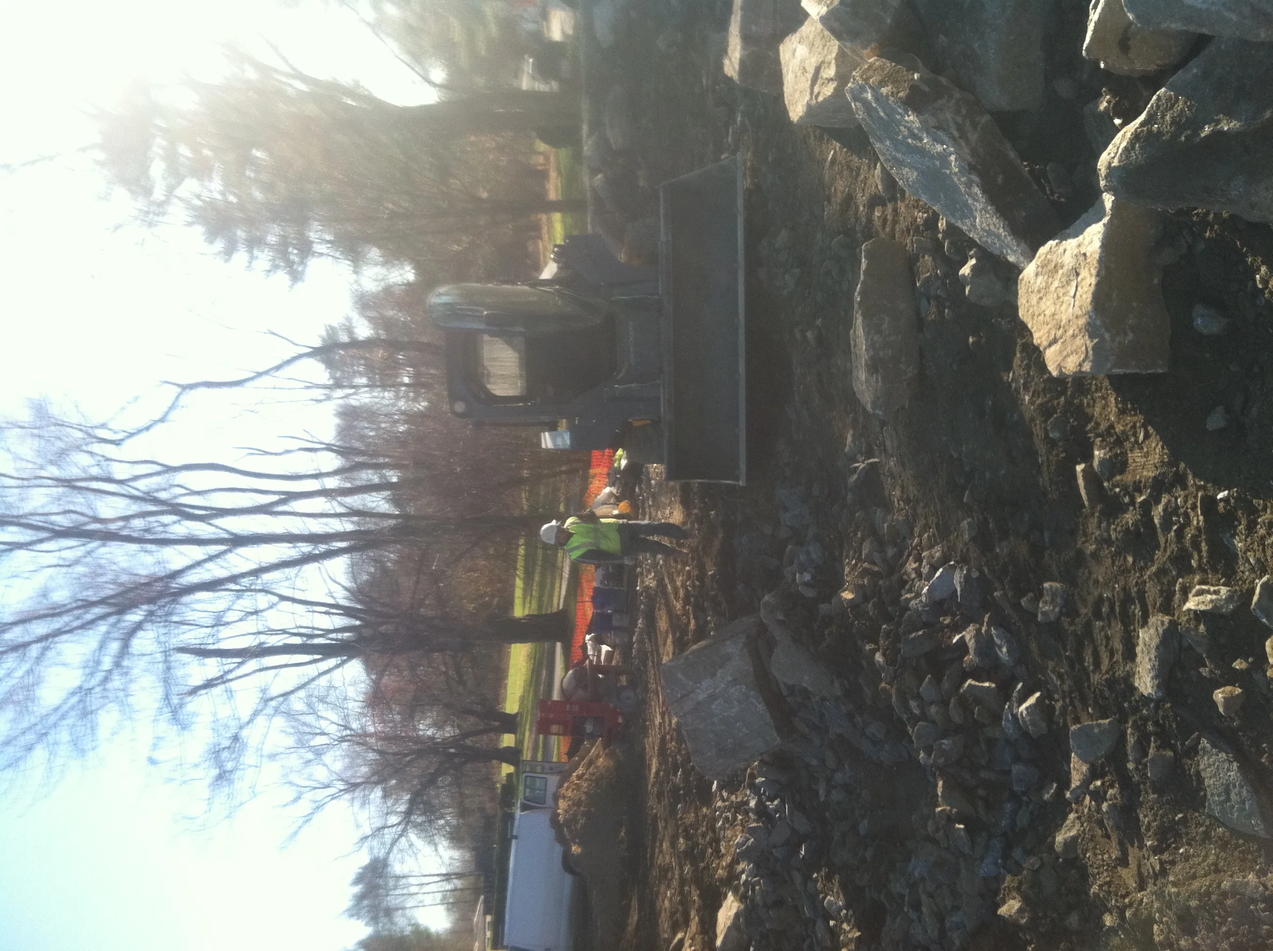 Stone wall base construction The Stanwich School Greenwich