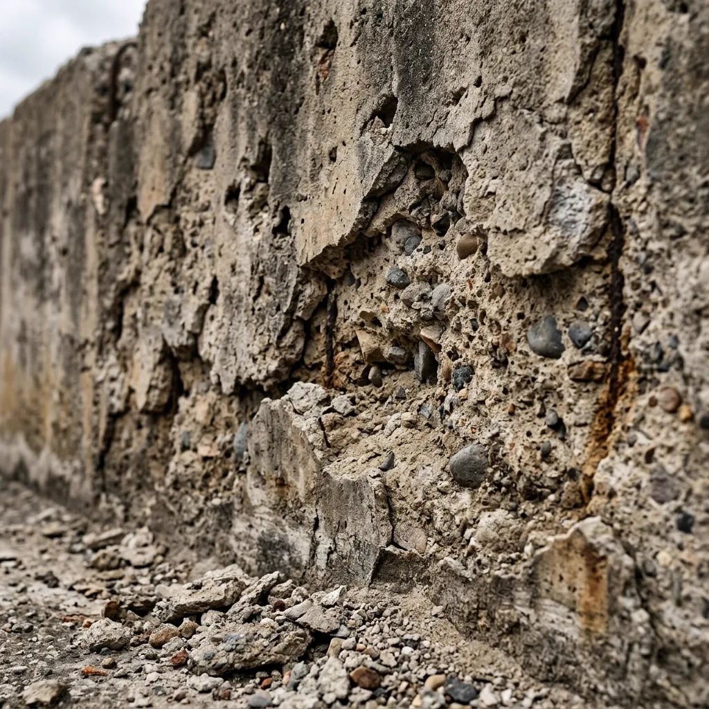 Spalling and crumbling concrete