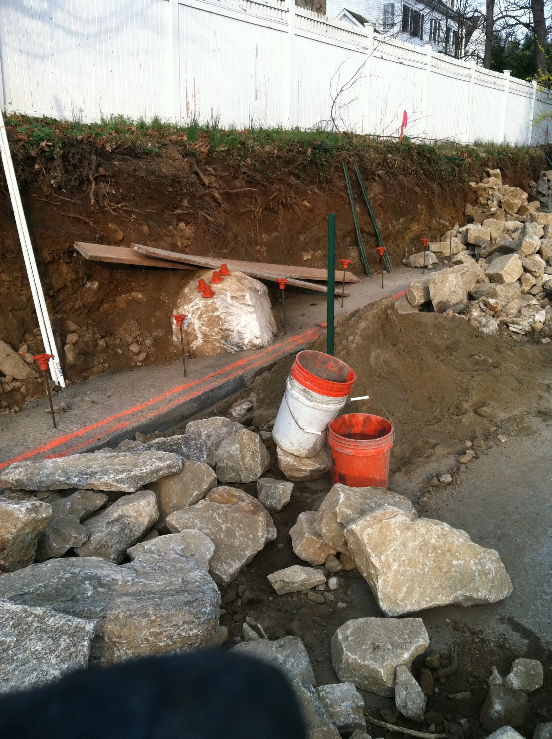 Stone wall progress New Canaan Connecticut