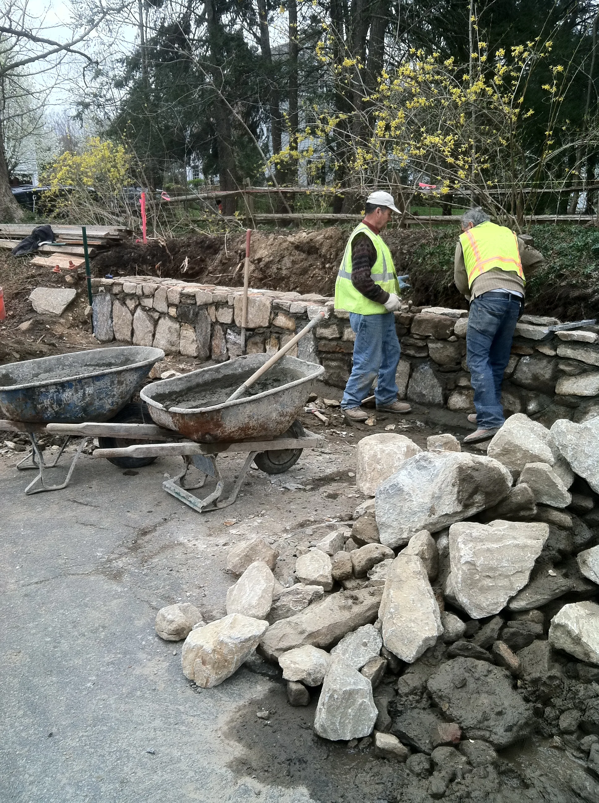 Stone wall masonry craftsmanship New Canaan