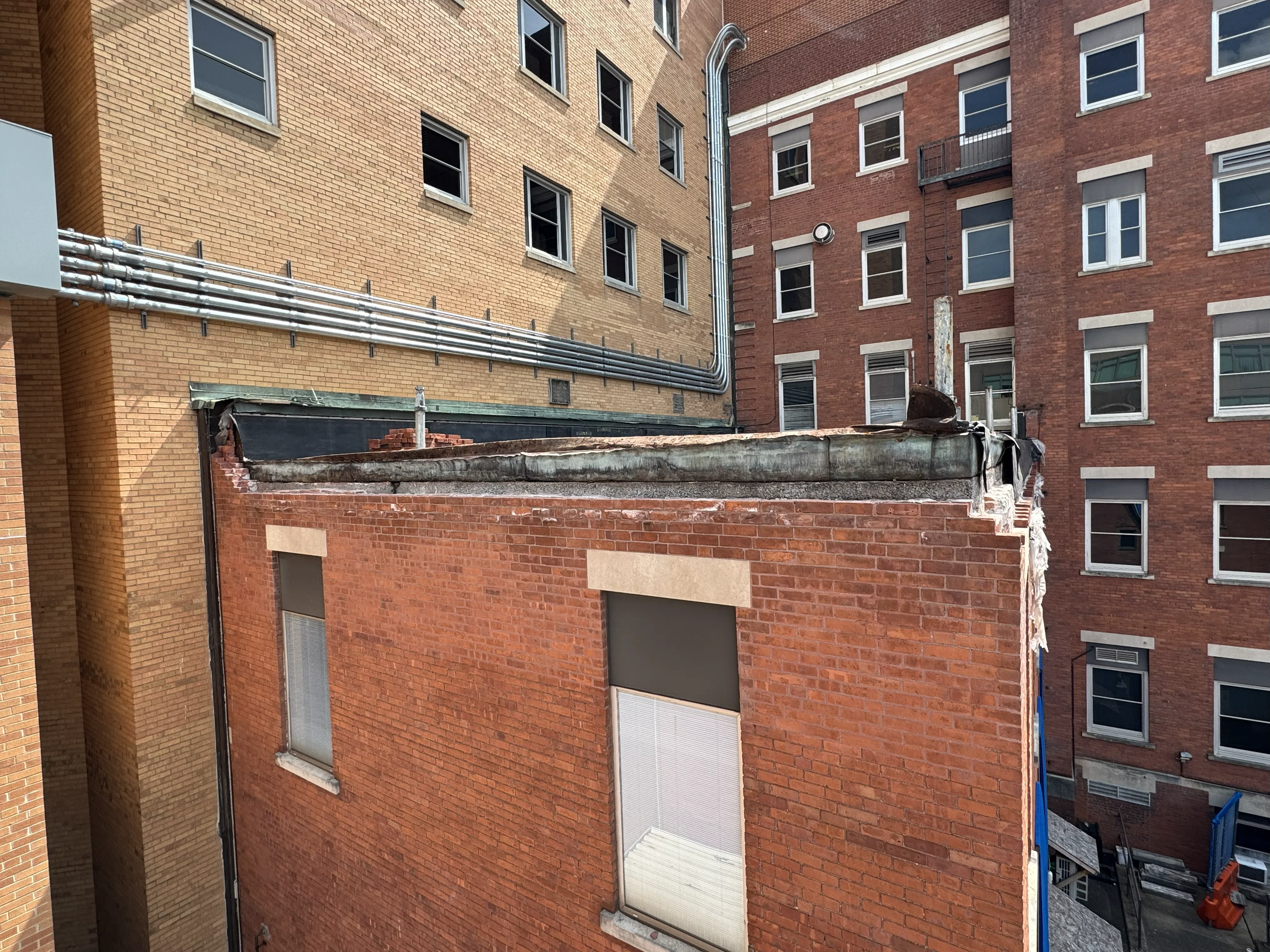 Brick parapet wall repair Waterbury Connecticut