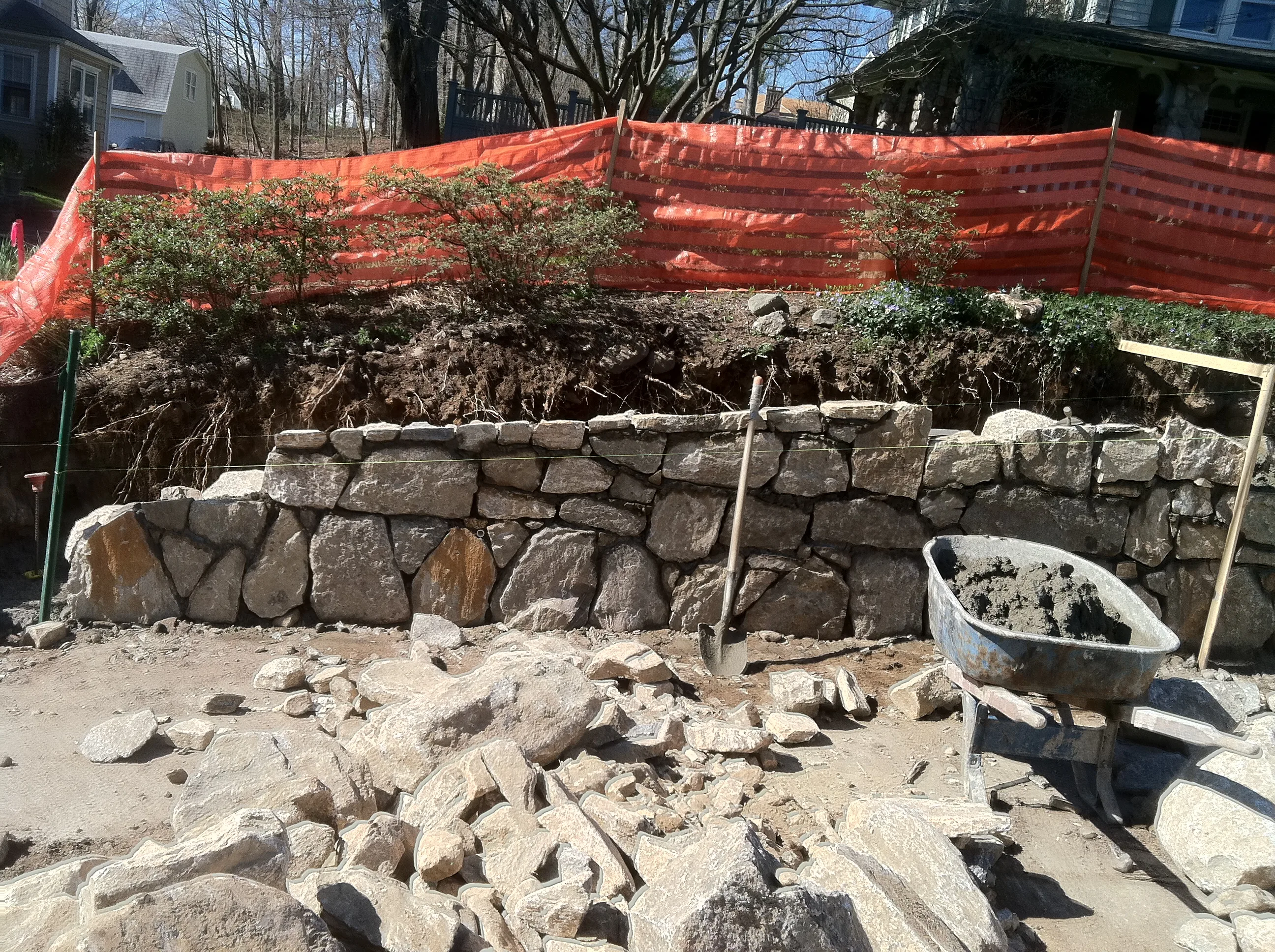 Stone wall project New Canaan CT masonry