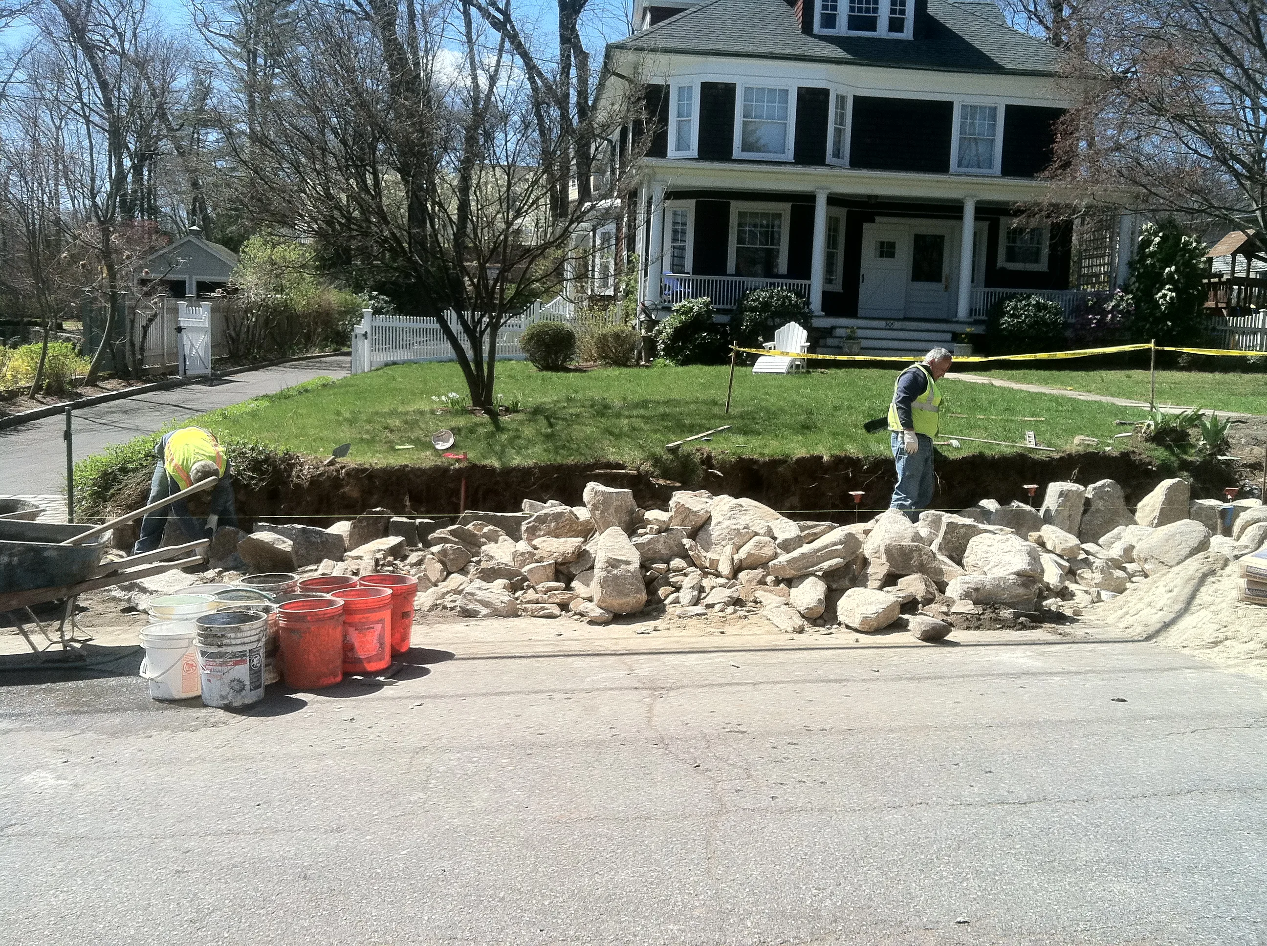 Stone wall completion New Canaan CT