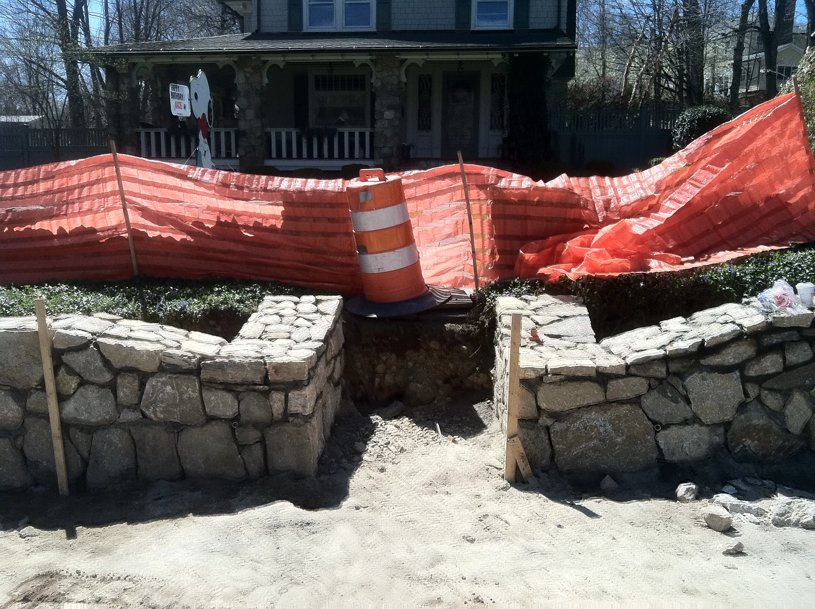 Completed stone wall project New Canaan CT