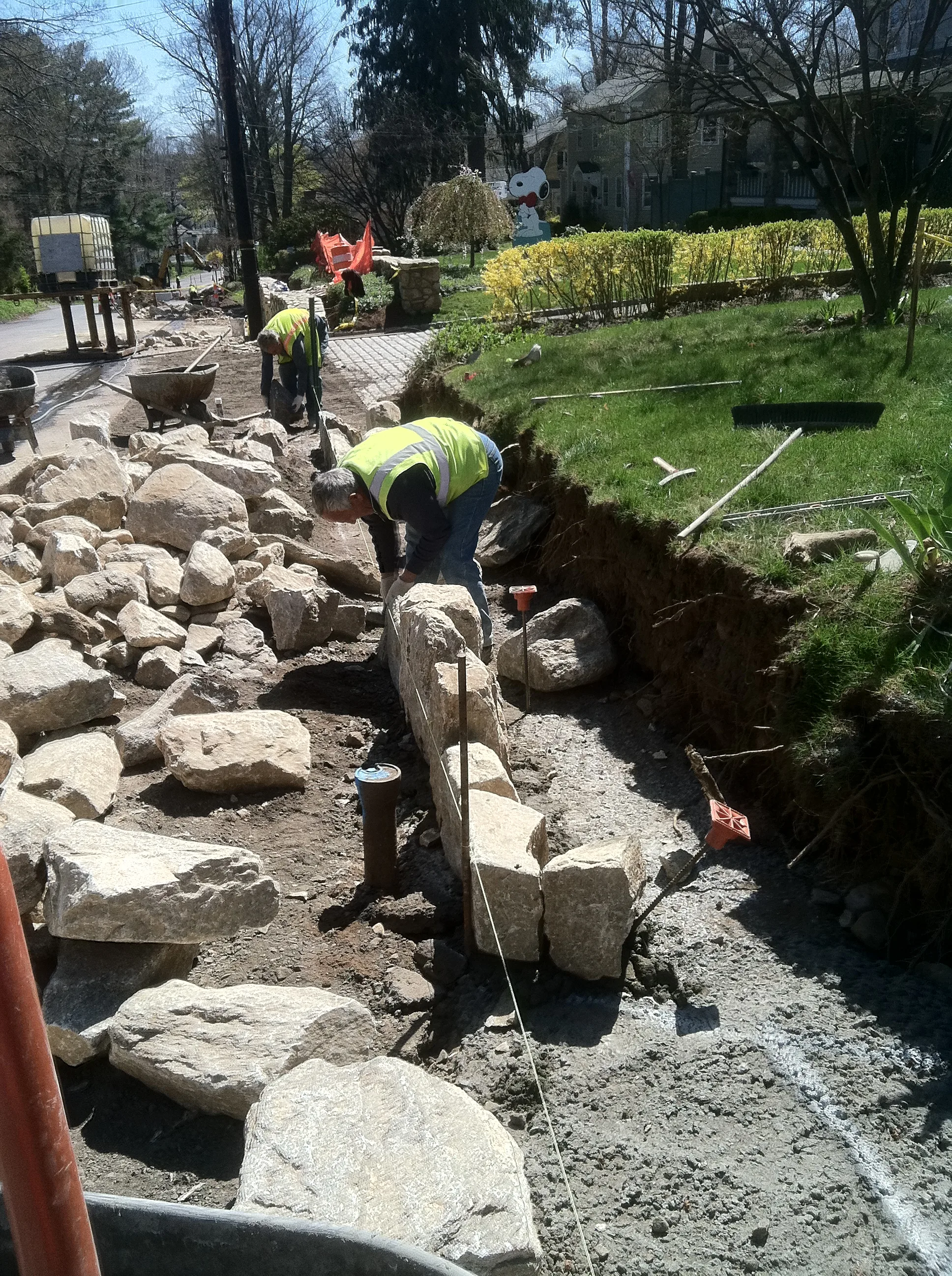 Stone wall laying New Canaan CT