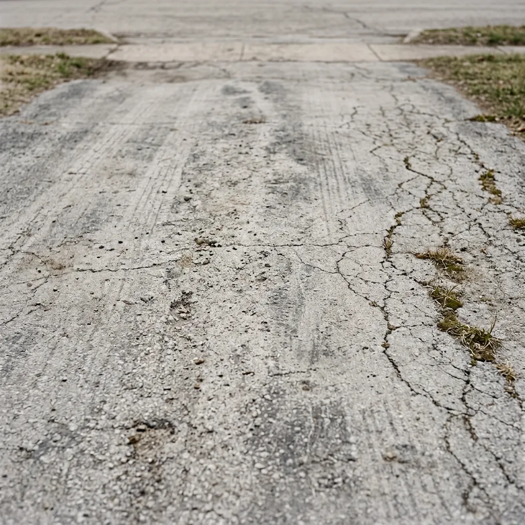 Dull, faded asphalt driveway