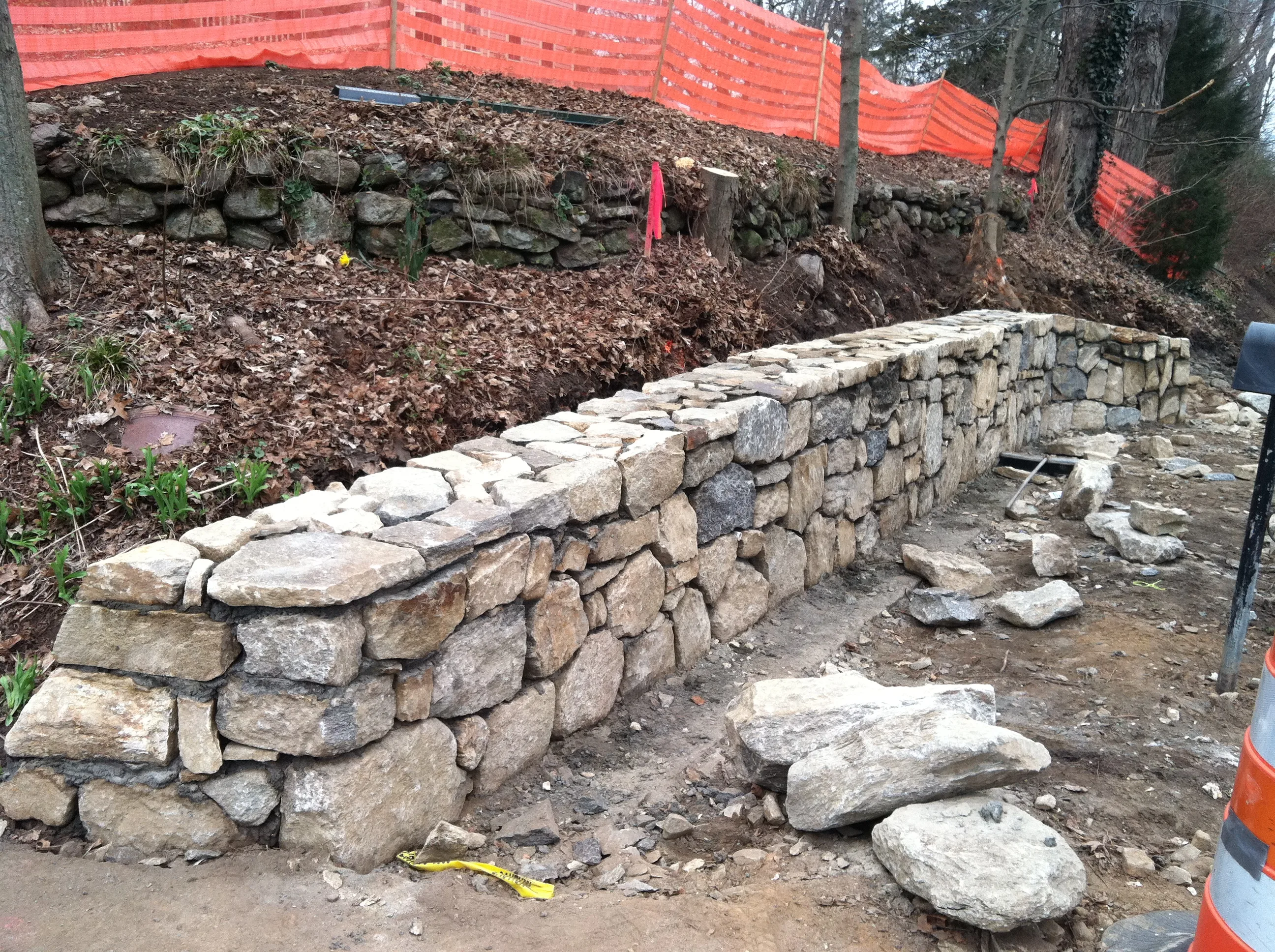 Residential stone boundary wall New Canaan CT