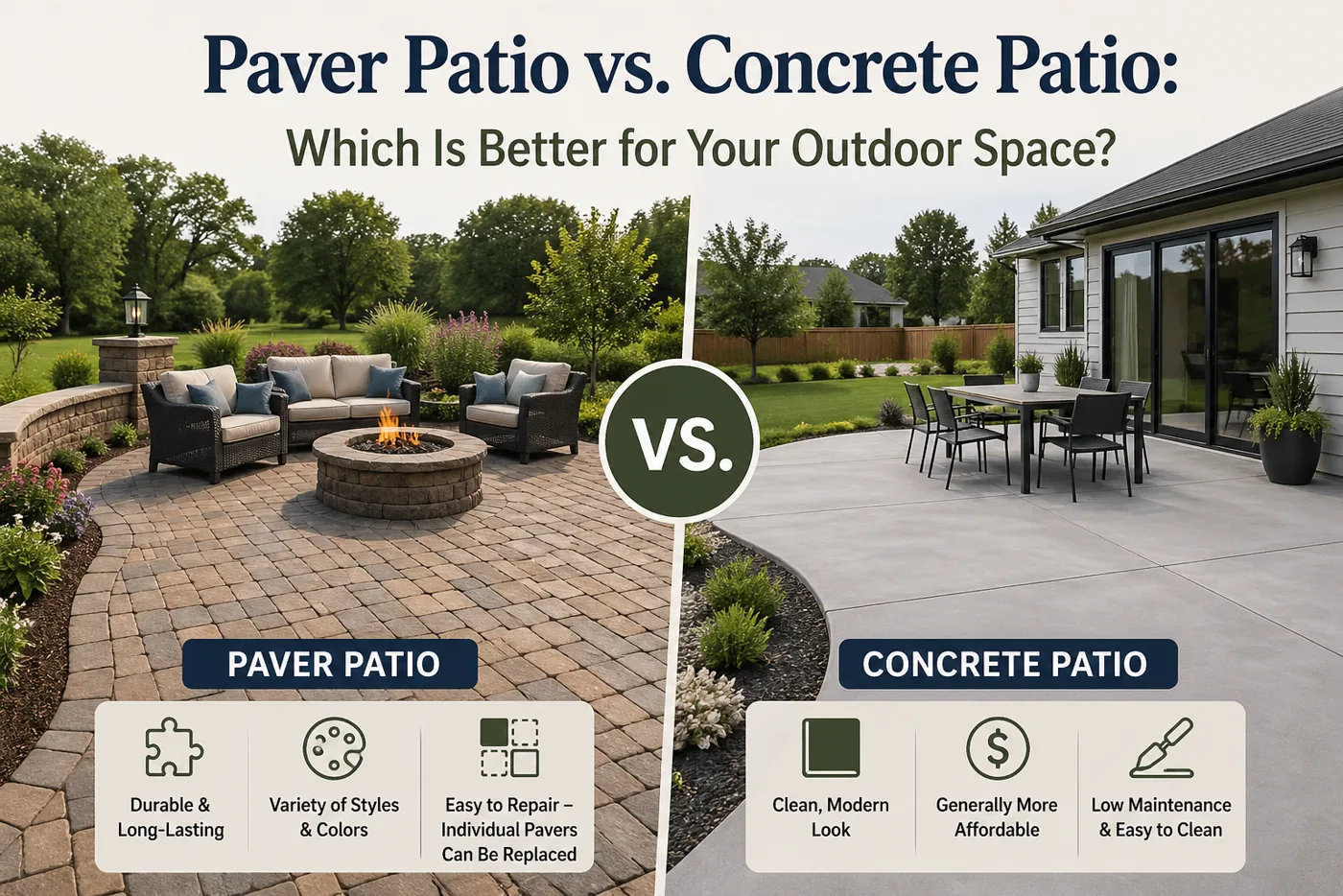 Paver patio vs concrete patio comparison