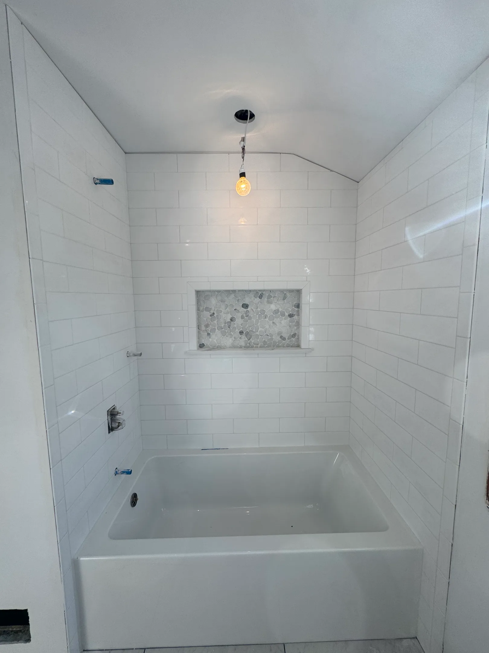 Finished bathroom remodel with custom tile work Connecticut