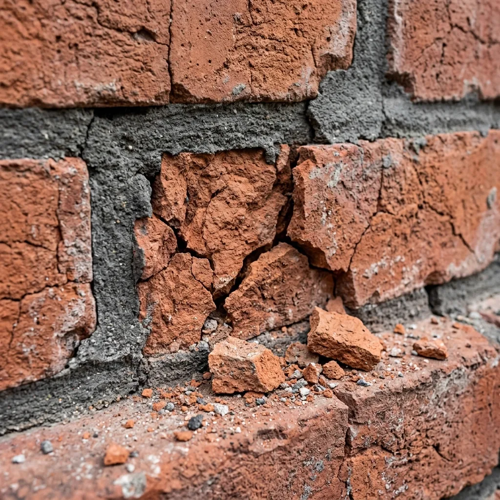 Historic brick damaged by hard Portland cement repointing