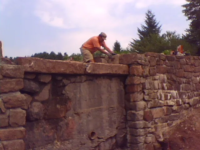 Water flow over stone dam Choate Rosemary Hall