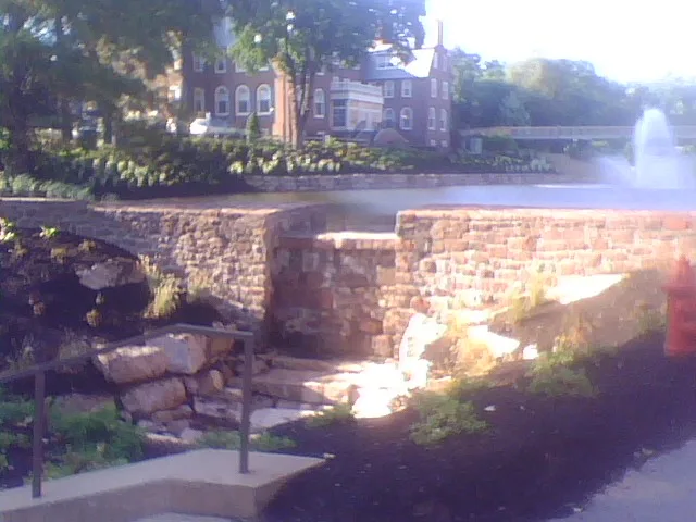 Stone water dam and spillway at Choate Rosemary Hall Wallingford CT
