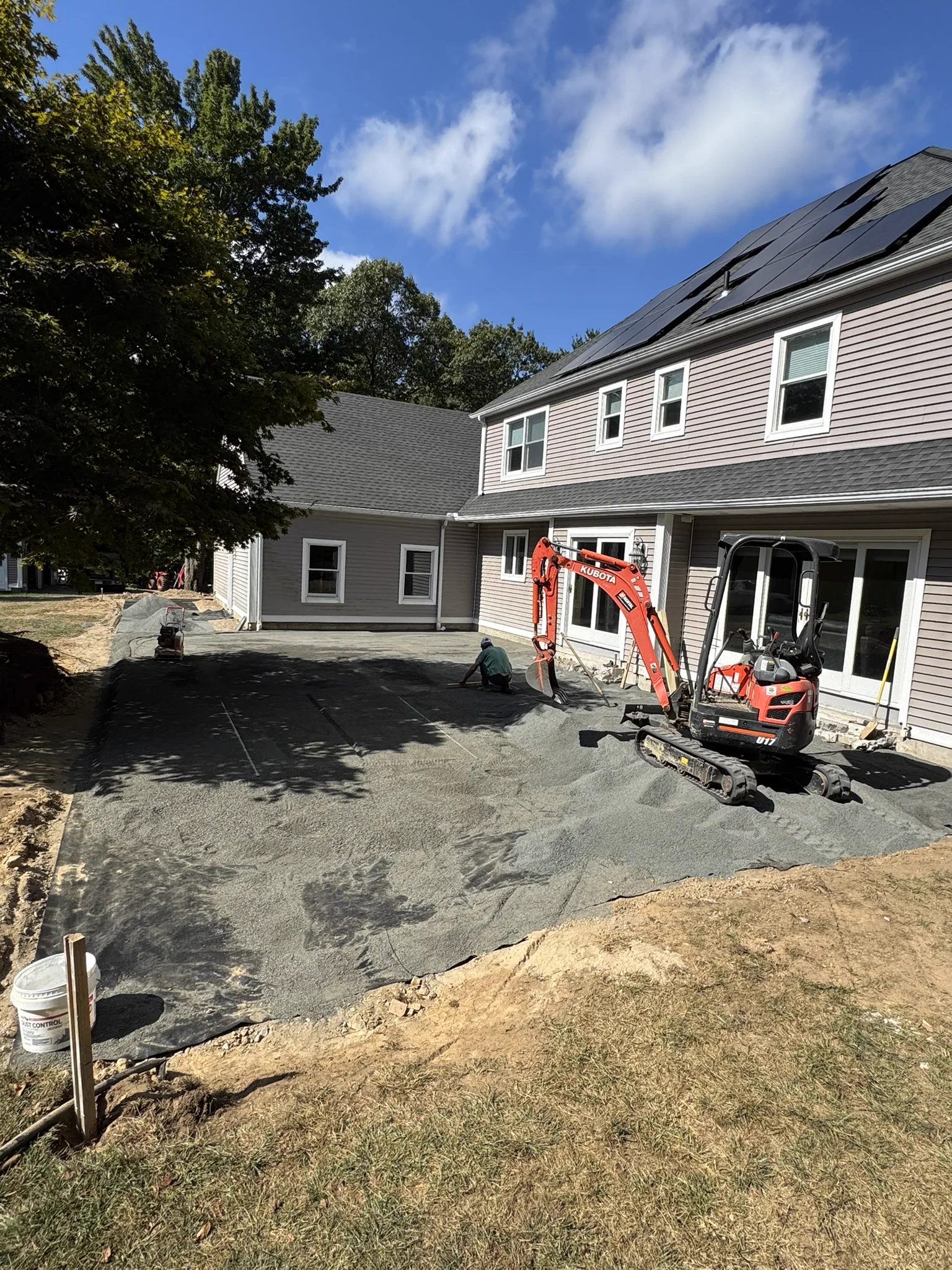Backyard excavation before paver installation CT