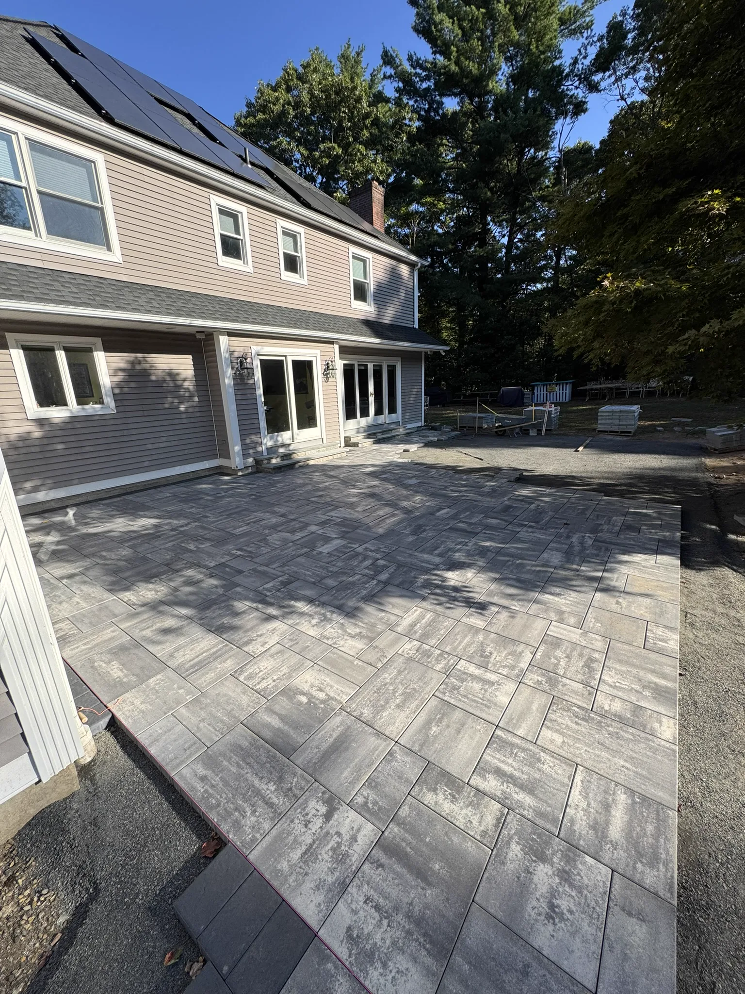 Compacted gravel base for paver patio Connecticut