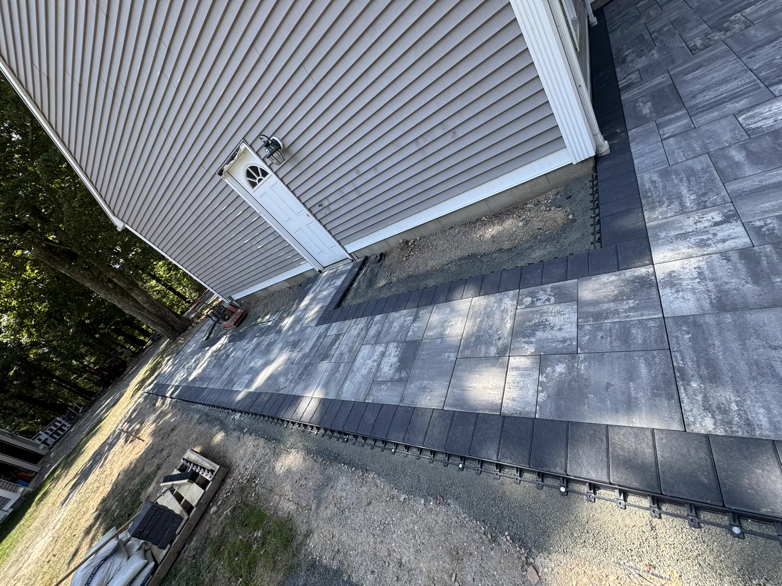 Large format paver patio rear yard Connecticut