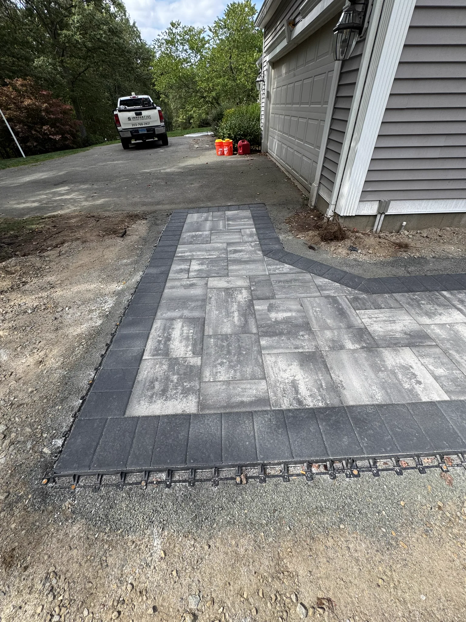 Paver installation progress Connecticut residential