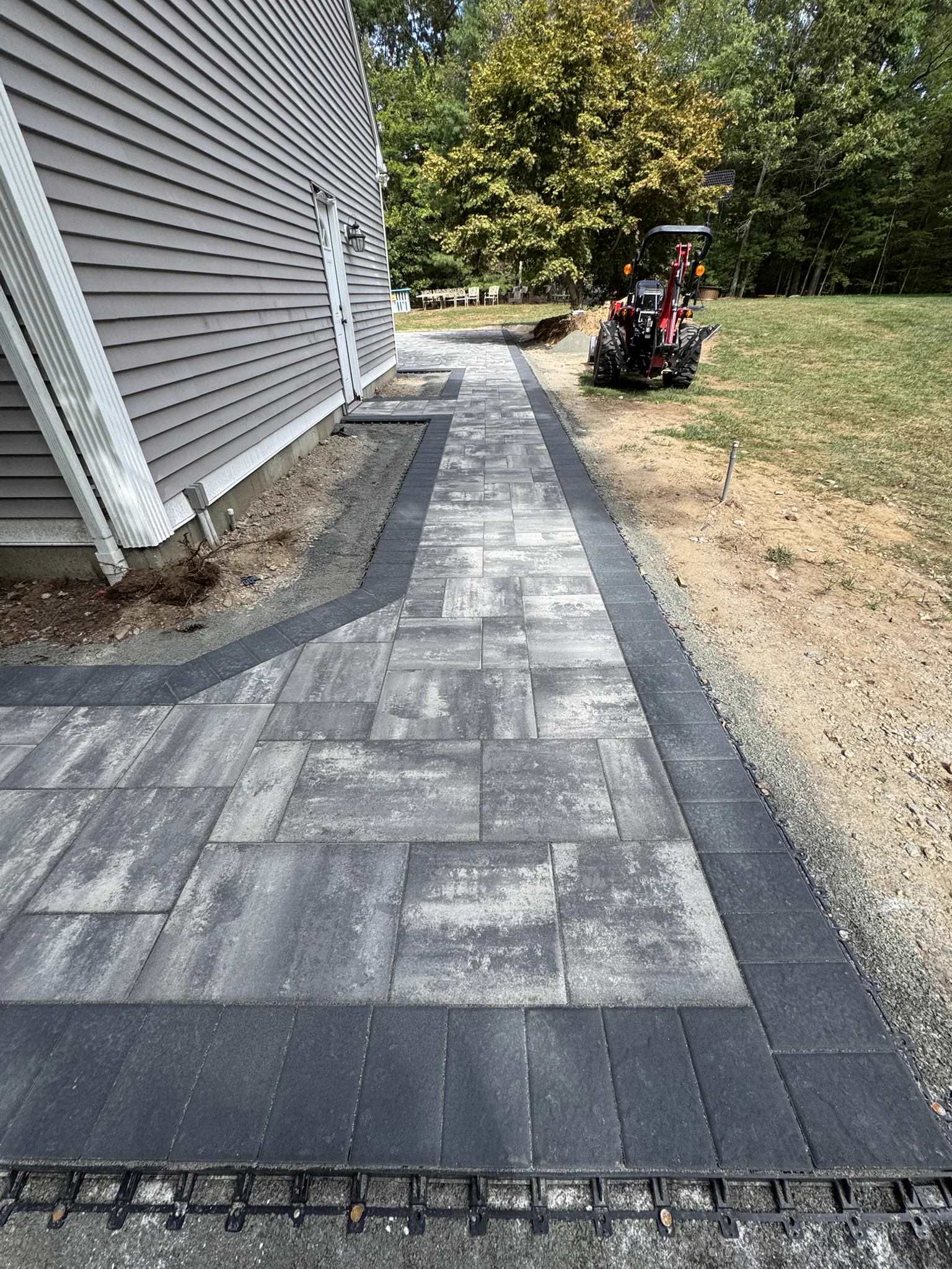 Paver patio mid-installation Connecticut