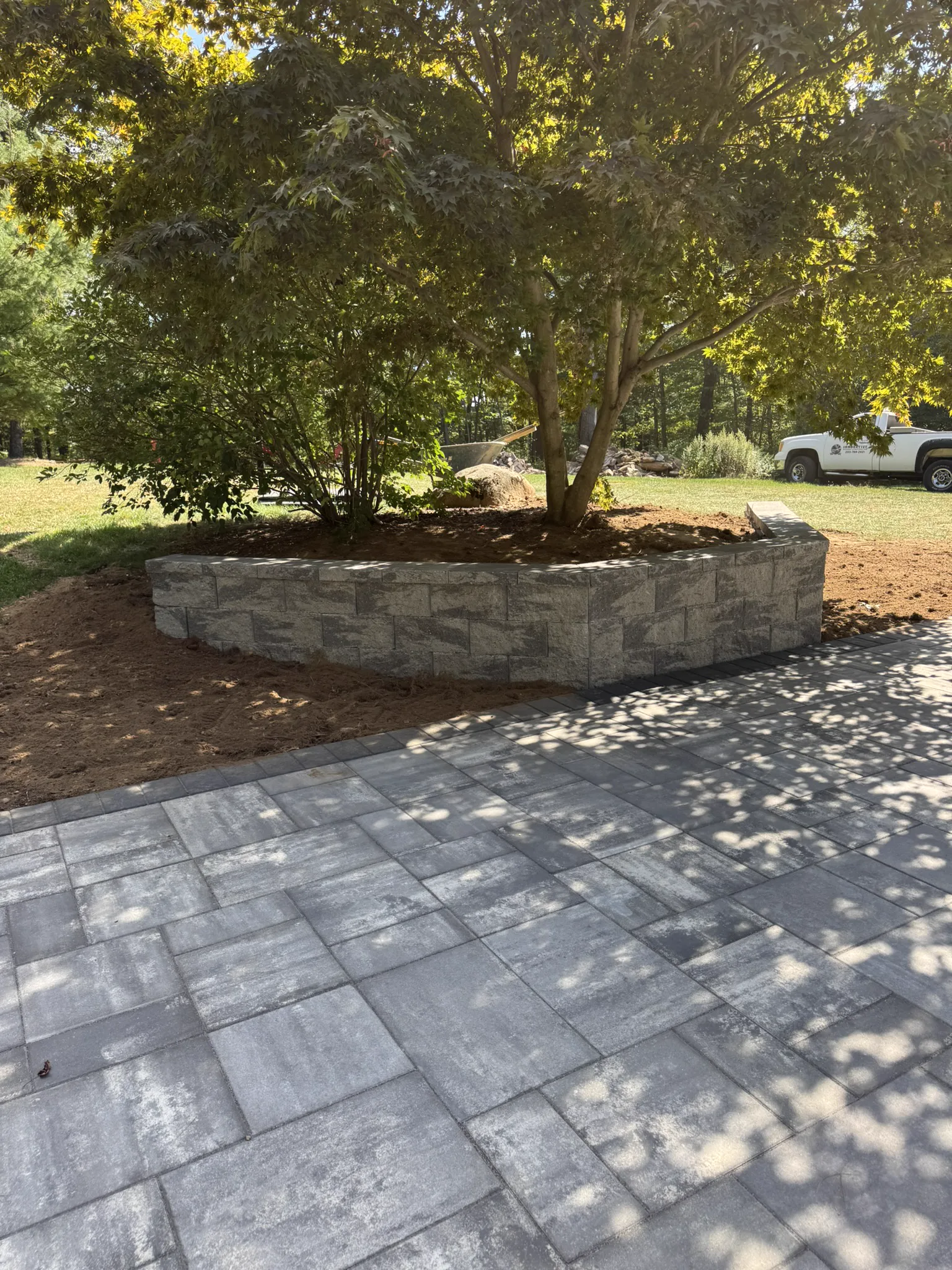 Paver patio nearing completion Connecticut