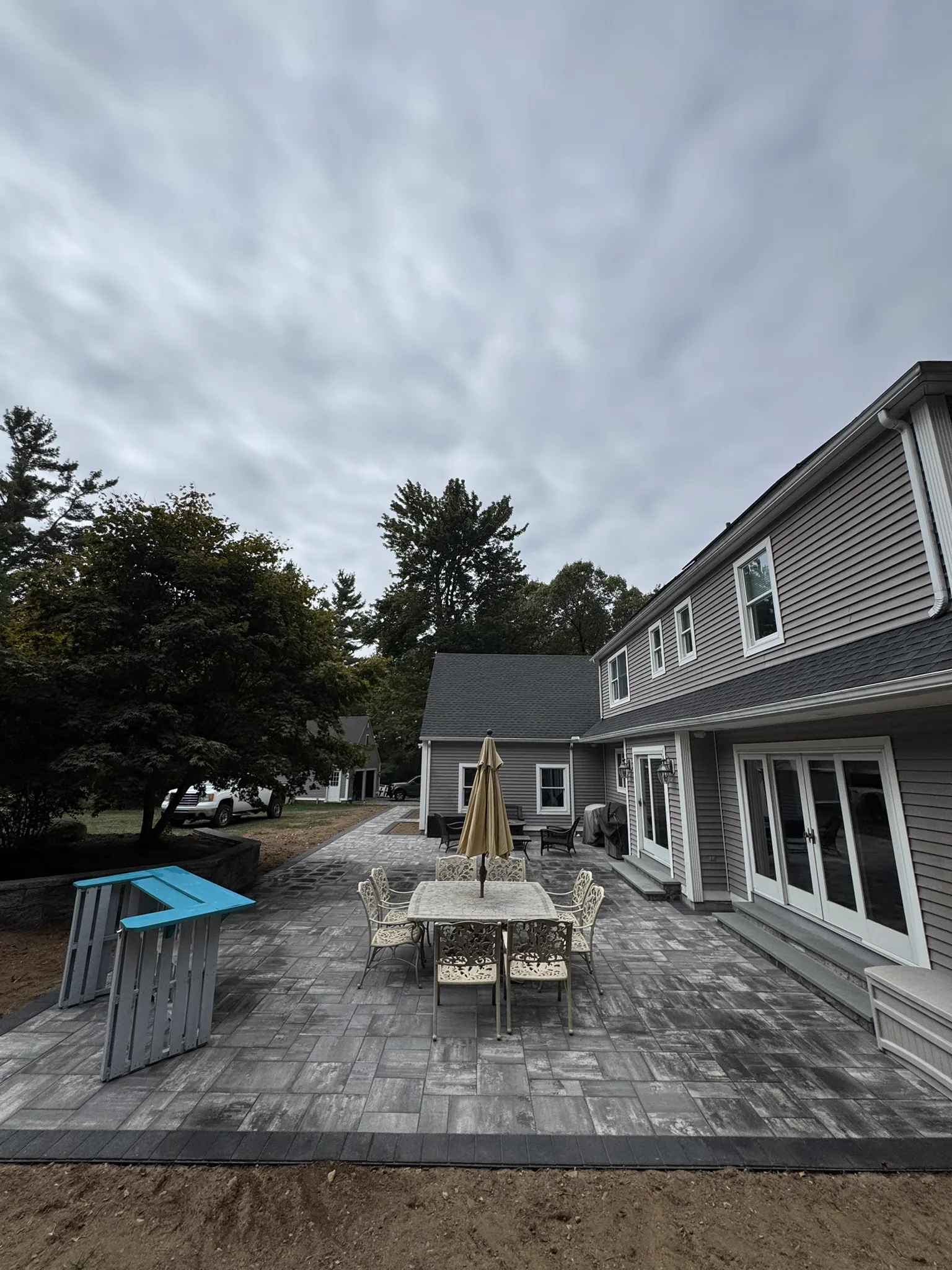 Completed paver patio backyard Connecticut