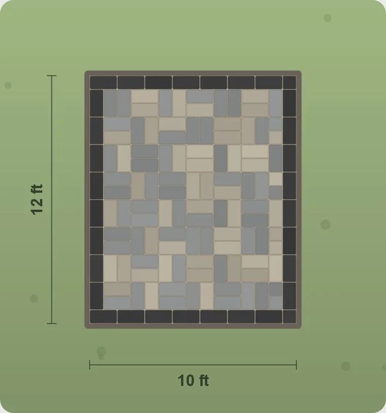Basket weave paver pattern, top view