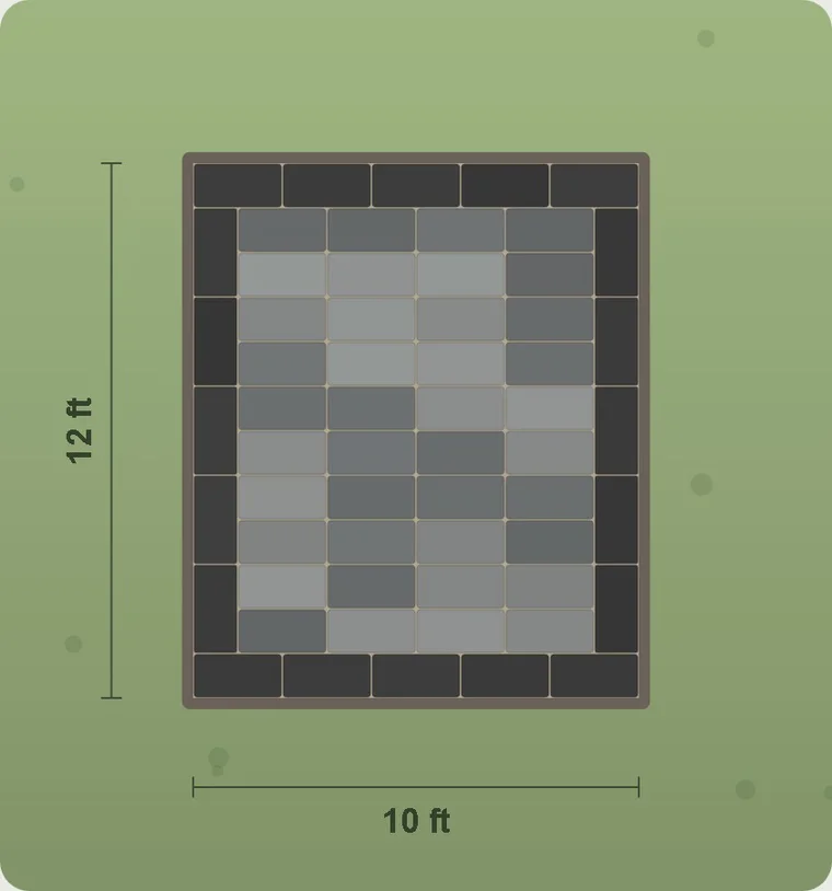 Stack bond patio paver pattern, top view